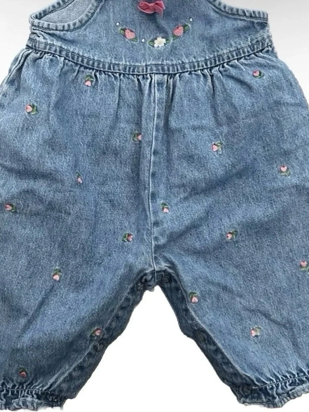 Vintage Baby B’gosh Embroidered Floral Overalls Size 3-6 Months 90s
